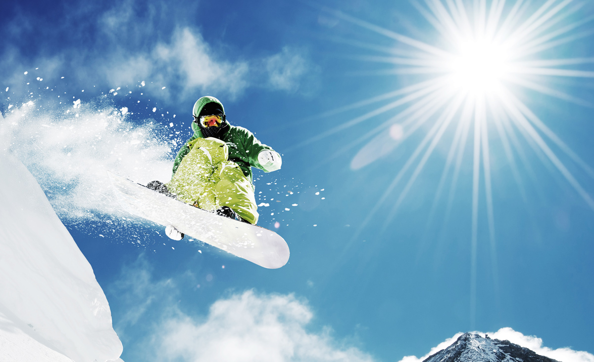 Skiurlaub und Snowboarden